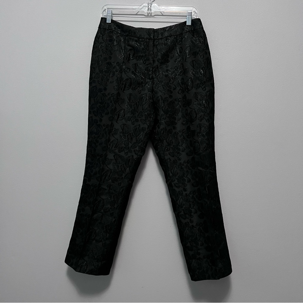 Kate Spade Metallic Black Floral Jacquard Pants Size 8